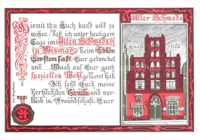 Wismar Mecklenburg Alter Schwede Poesie Grusskarte