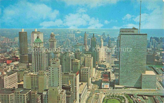 CHICAGO  Illinois USA Arial view looking north on Michigan Avenue Prudential Bui