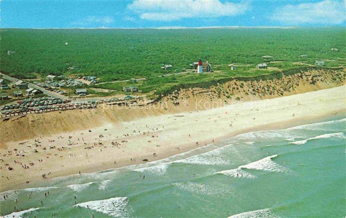 Cape Cod Massachusetts USA Air view of Nauset Light and Beach Eastham National S