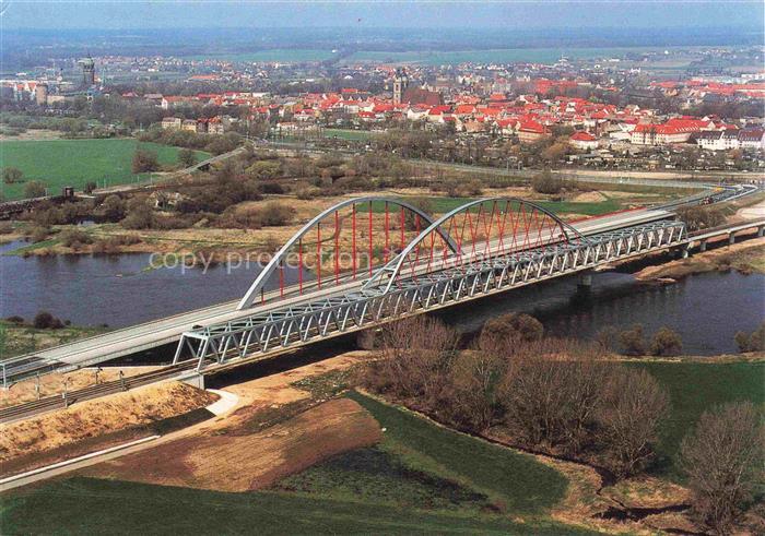 WITTENBERG  Lutherstadt Panorama neue Elbe-Bruecken