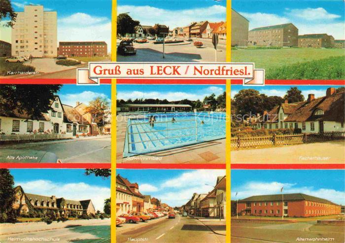 Leck Schleswig-Holstein Strassenpartien Alte Apotheke Schule Ortszentrum Freibad
