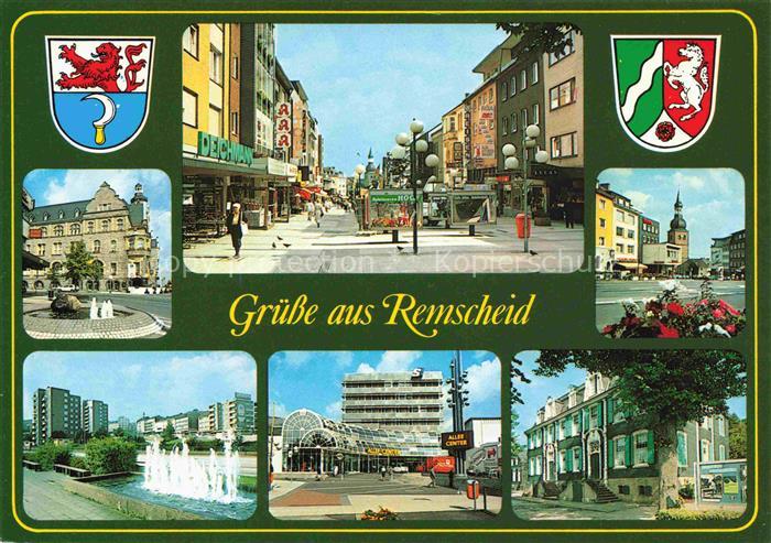 REMSCHEID NRW Motive Stadtzentrum Fussgaengerzone Wasserspiele Wappen