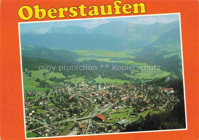 Oberstaufen Oberallgaeu Bayern Panorama Schrothkurort mit Rindalphorn und Hochg
