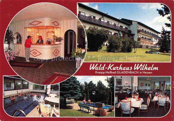 Gladenbach Hessen Wald-Kurhaus Wilhelm Rezeption Hallenbad Wassertreten Restaura