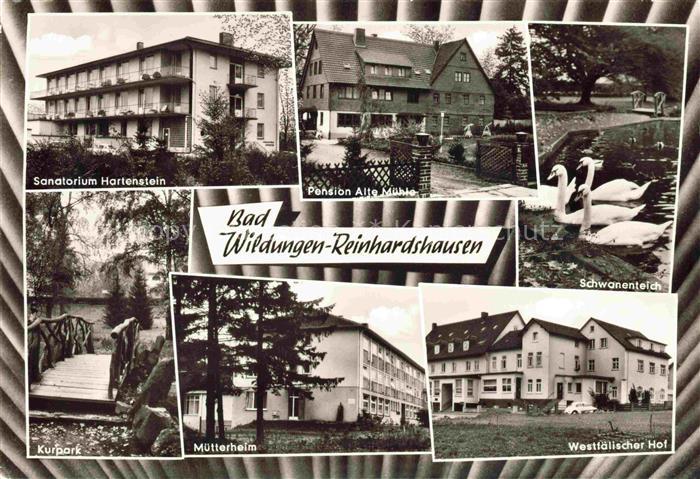Reinhardshausen Bad Wildungen Sanatorium Kurpark Pension Schwanenteich Muetterhe