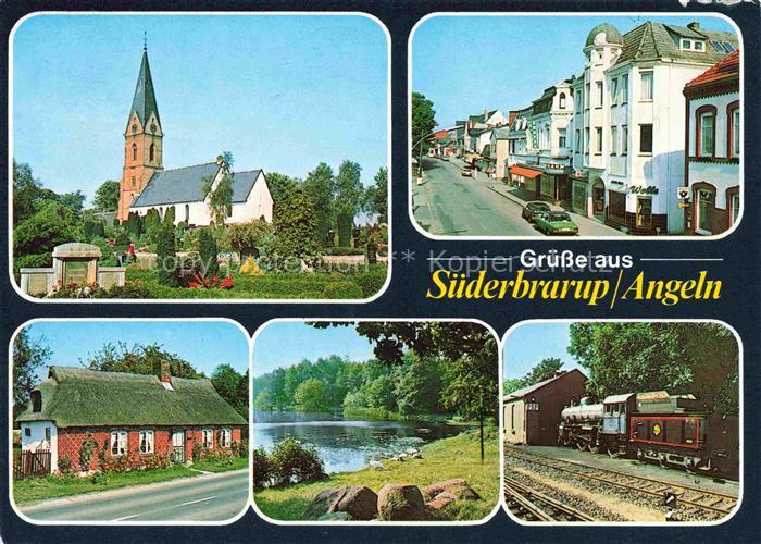 Suederbrarup Schleswig-Holstein Teilansichten Kirche Dampflokomotive Partie am S