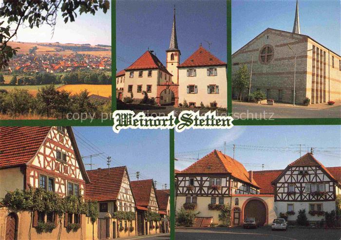 Stetten Karlstadt Panorama Motive Ortszentrum Fachwerkhaeuser Kirche