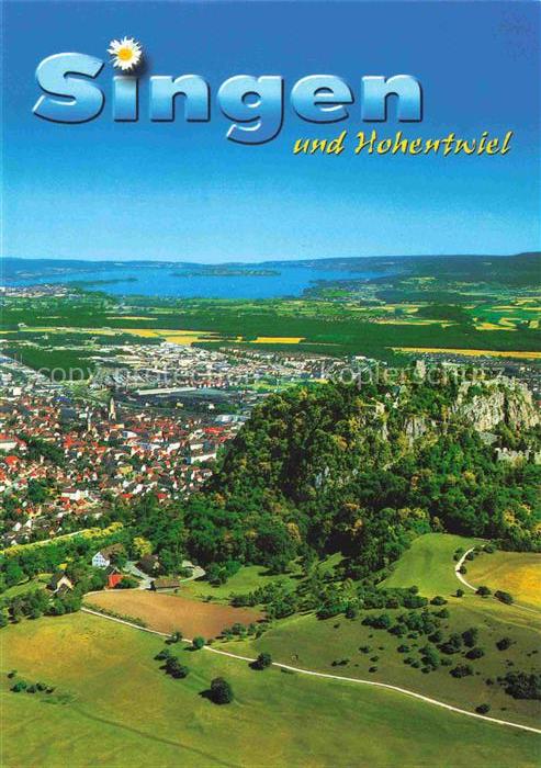 SINGEN Hohentwiel Panorama Blick auf Stadt Hohentwiel und Bodensee