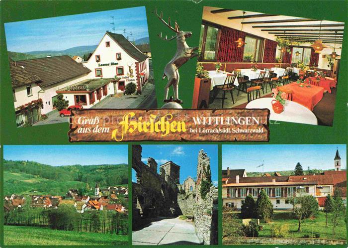 Wittlingen Baden Hotel Gasthof Hirschen Gastraum Burgruine Panorama