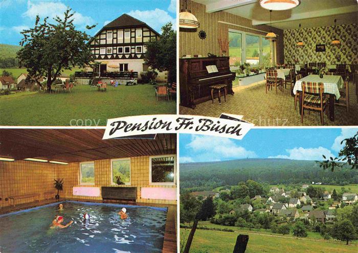 Amelith Pension Busch Gastraum Hallenbad Panorama