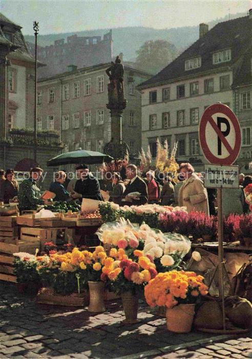 HEIDELBERG  Neckar Wochenmarkt am Herkulesbrunnen