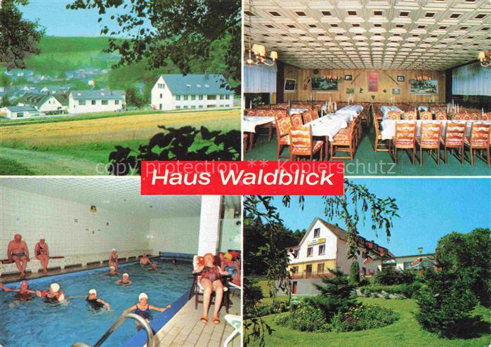 Schoenbach Dillkreis Restaurant Pension Haus Waldblick Hallenbad Garten