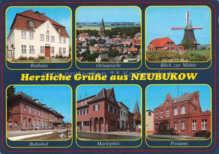 Neubukow Rathaus Ortsansicht Muehle Bahnhof Marktplatz Postamt