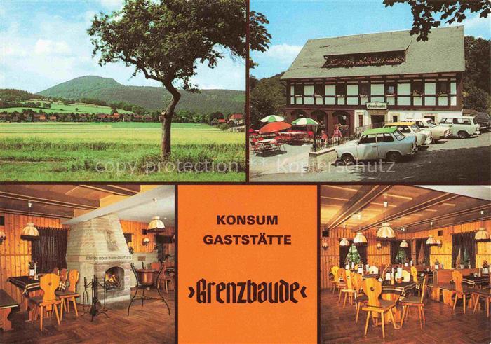 Waltersdorf Zittau Konsum-Gaststaette Grenzbaude Gastraum Kaminzimmer Landschaft
