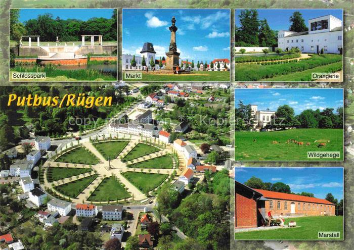 Putbus Ruegen Circus Luftaufnahme Schlosspark Markt Denkmal Orangerie Wildgehege