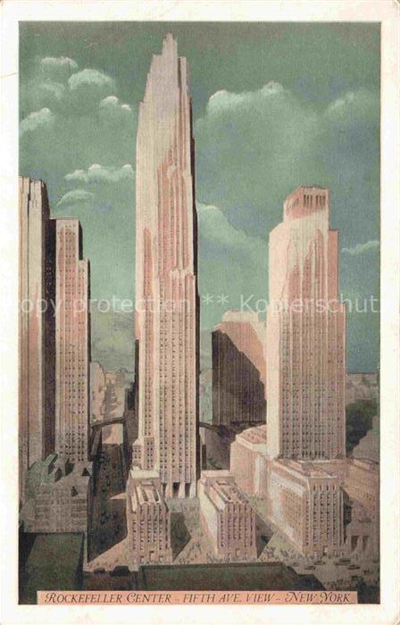 NEW YORK City USA Rockefeller Center 5th Avenue Illustration