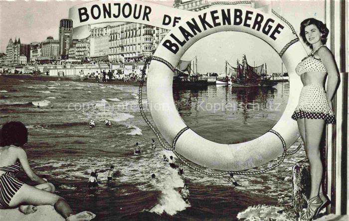 BLANKENBERGE Blankenberghe Belgie Badespass Badenixen Rettungsring Hafen Fischer