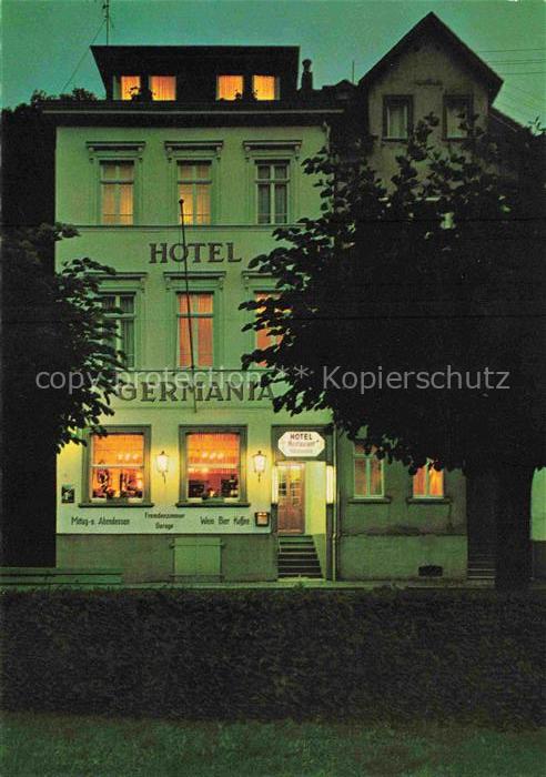 St Goar Rhein Hotel Germania Lindenwirtin Nachtaufnahme