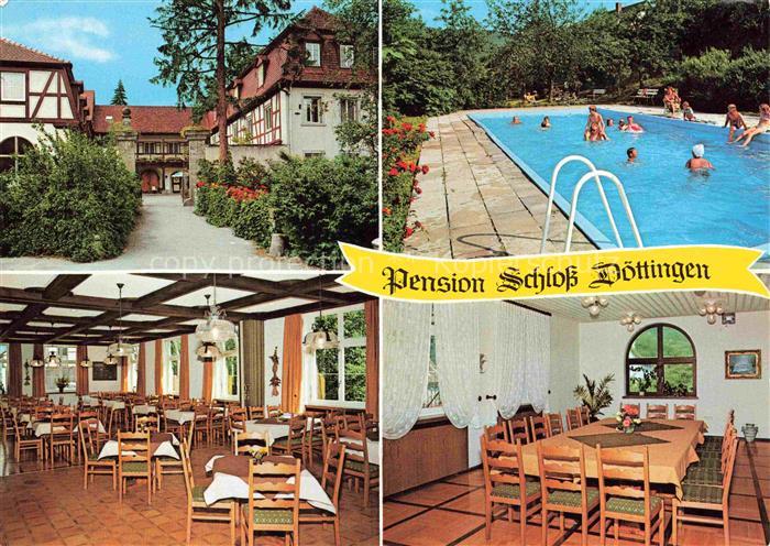 Doettingen Braunsbach Schwaebisch Hall BW Pension Schloss Doettingen Gastraum Sw