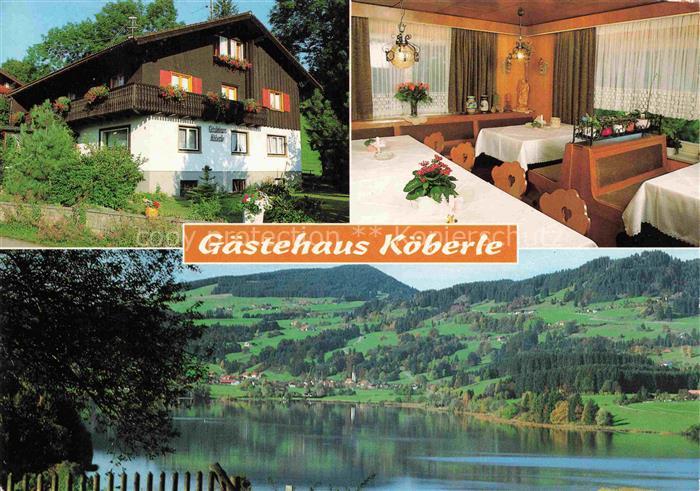 Niedersonthofen Waltenhofen Bayern Gaestehaus Koeberle Gastraum Panorama See