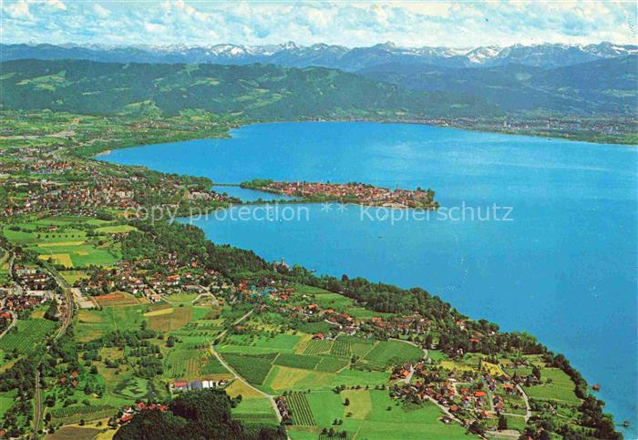 LINDAU  Bodensee mit Bregenzer Bucht Schweizer Alpen