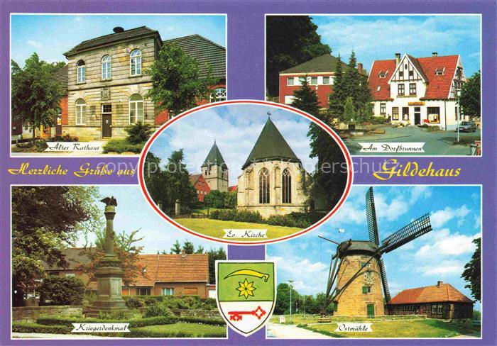 Gildehaus Rathaus Dorfbrunnen Kriegerdenkmal Kirche Ostmuehle