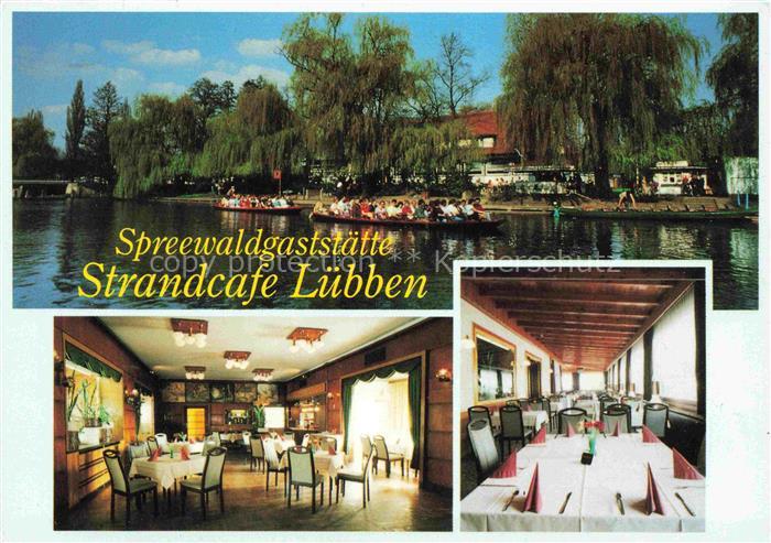 Luebben Spreewald Spreewaldgaststaette Strandcafé Gastraum Kahnfahrt