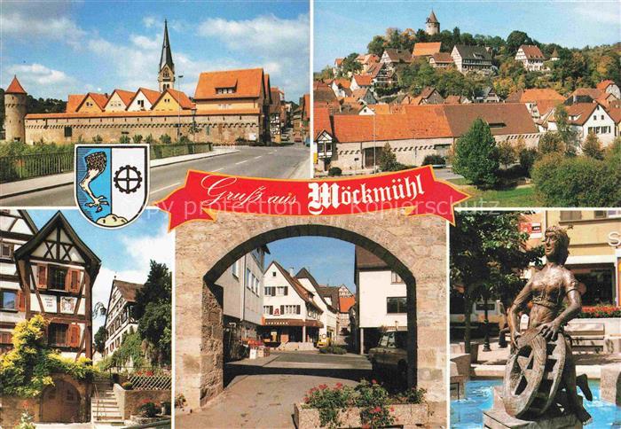 Moeckmuehl Teilansichten Altstadt Stadtmauer Brunnen Skulptur