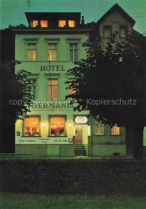 St Goar Rhein Hotel Germania Lindenwirtin Nachtaufnahme