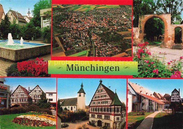 Muenchingen Luftaufnahme Teilansichten Brunnen Fachwerkhaeuser