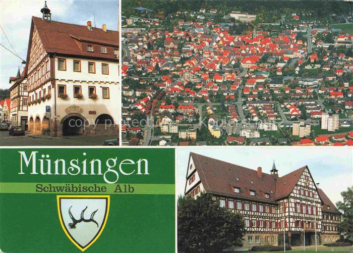 Muensingen BW Altstadt Fachwerkhaeuser Luftaufnahme