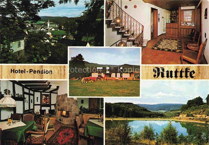 Fretter Finnentrop Olpe NRW Hotel Pension Ruttke Gastraum Empfang Uferpartie am