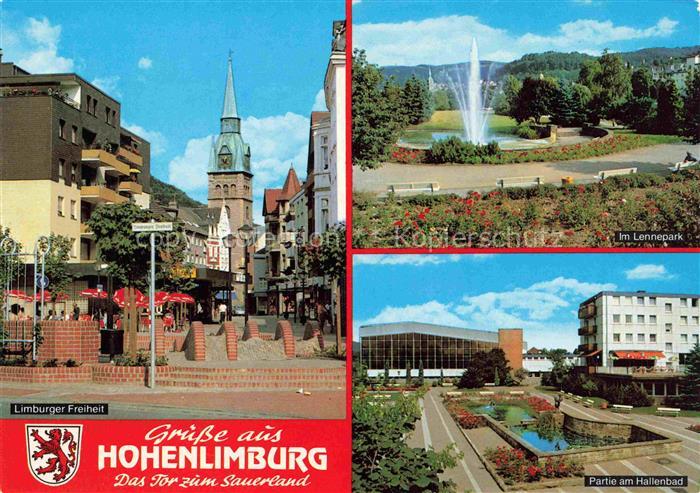 Hohenlimburg Limburger Freiheit Fussgaengerzone Lennepark Partie am Hallenbad