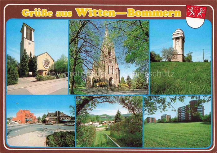 Bommern Teilansichten Kirchen Turm Wohnsiedlung Hochhaeuser Hauptstrasse