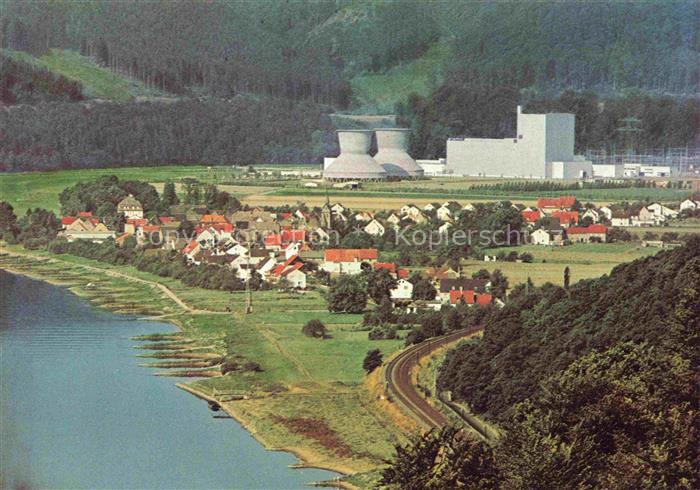 Wuergassen Beverungen Hoexter NRW Panorama Blick zum Kernkraftwerk