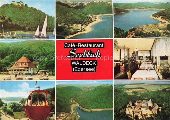 Waldeck  Edersee Café Restaurant Seeblick Panorama Sperrmauer Burg Kabinenbahn