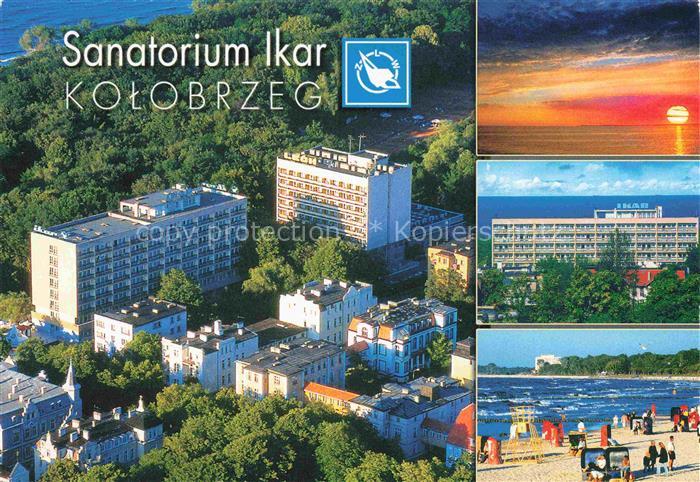 KOLOBRZEG Kolberg Ostseebad PL Sanatorium Ikar Luftaufnahme Strand Sonnenunterga