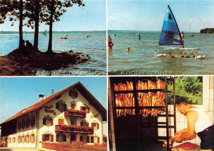 St Heinrich Gaestehaus beim Fischer Windsurfen Schwaene Aalraeucherei Starnberge