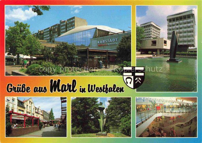 Marl  Recklinghausen NRW Karstadt Einkaufszentrum Wasserspiele Fussgaengerzone P