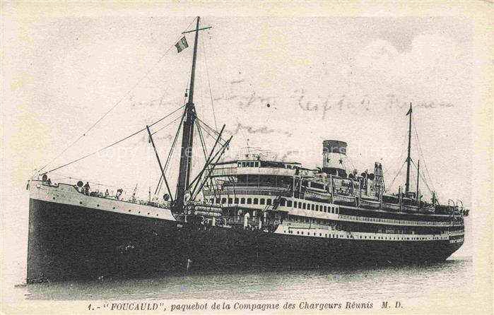 Dampfer Oceanliner Foucauld paquebot compagnie chargeures Reunis M.D