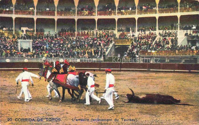 Corrida de Toros Stierkampf Bullfight-- enlevement du Taureau