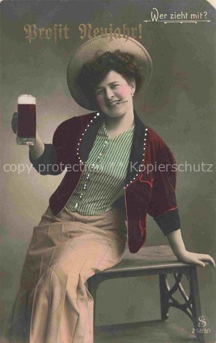 Foto SLJFF Nr. 2489/1 Bier Neujahr Nouvelle Annee New