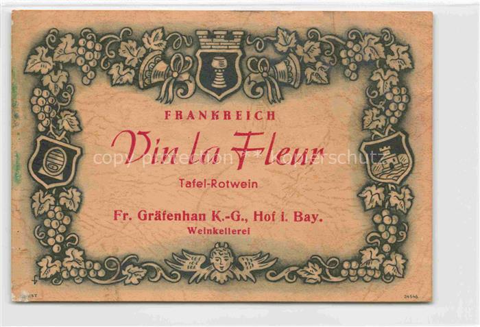 Wein Wine Vin Vino-- Frankreich la Fleur Rotwein FR. Graefenhan