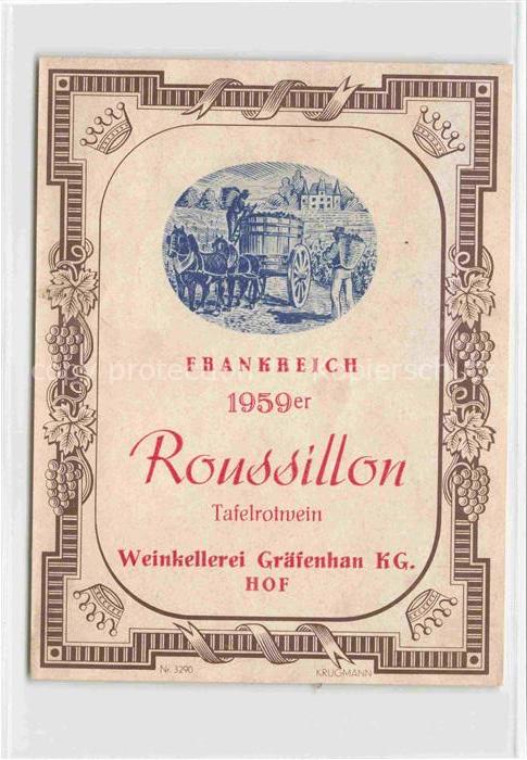 Wein Wine Vin Vino-- Frankreich Rossillon Rotwein Graefenhan