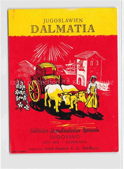 Wein Wine Vin Vino-- Dalmatia Adolf Friedrich Jugoslavia