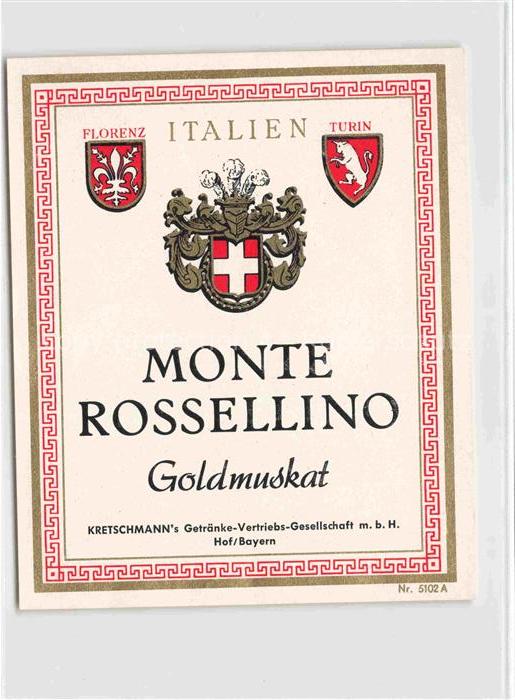 Wein Wine Vin Vino-- Monte Rossellino Goldmuskat Kretschmann Italien