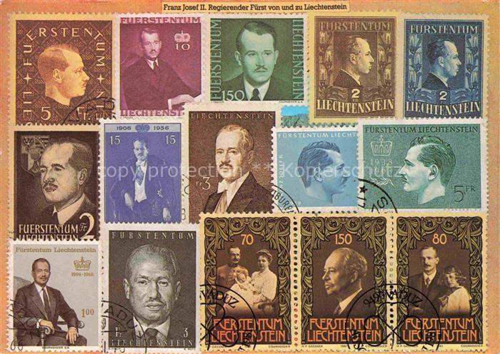 Briefmarken auf Postkarte Timbres Postage Francobollo-- Fuerstensturm Liechtenst