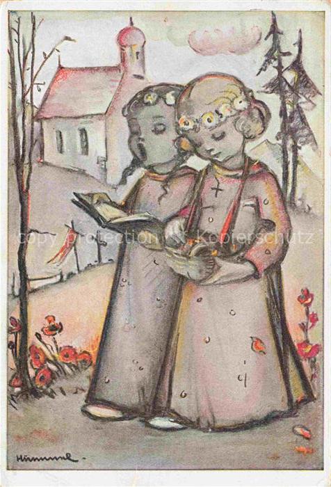 Hummel Kuenstler-AK-Nr. Zwei Singende Kinder