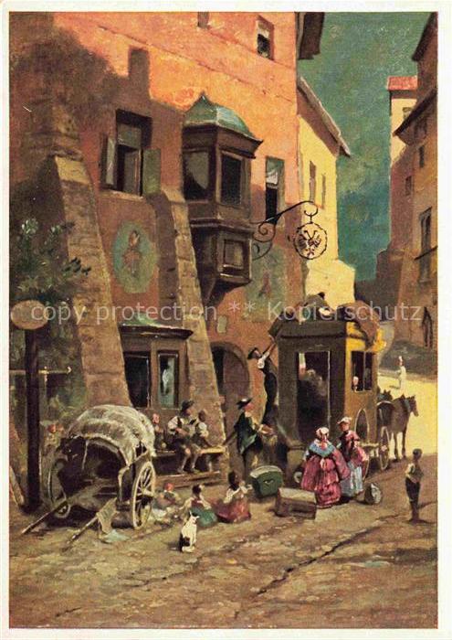 Spitzweg Carl Kuenstlerkarte Zollvisitation in Tiroler Staedtchen