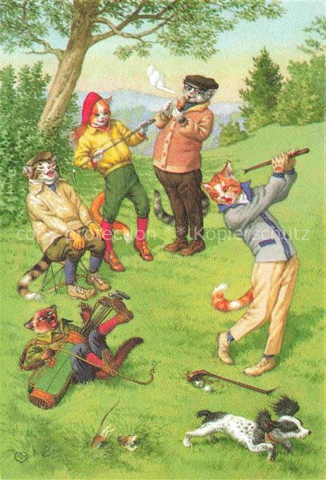 Vermenschlicht Golfen Katzen